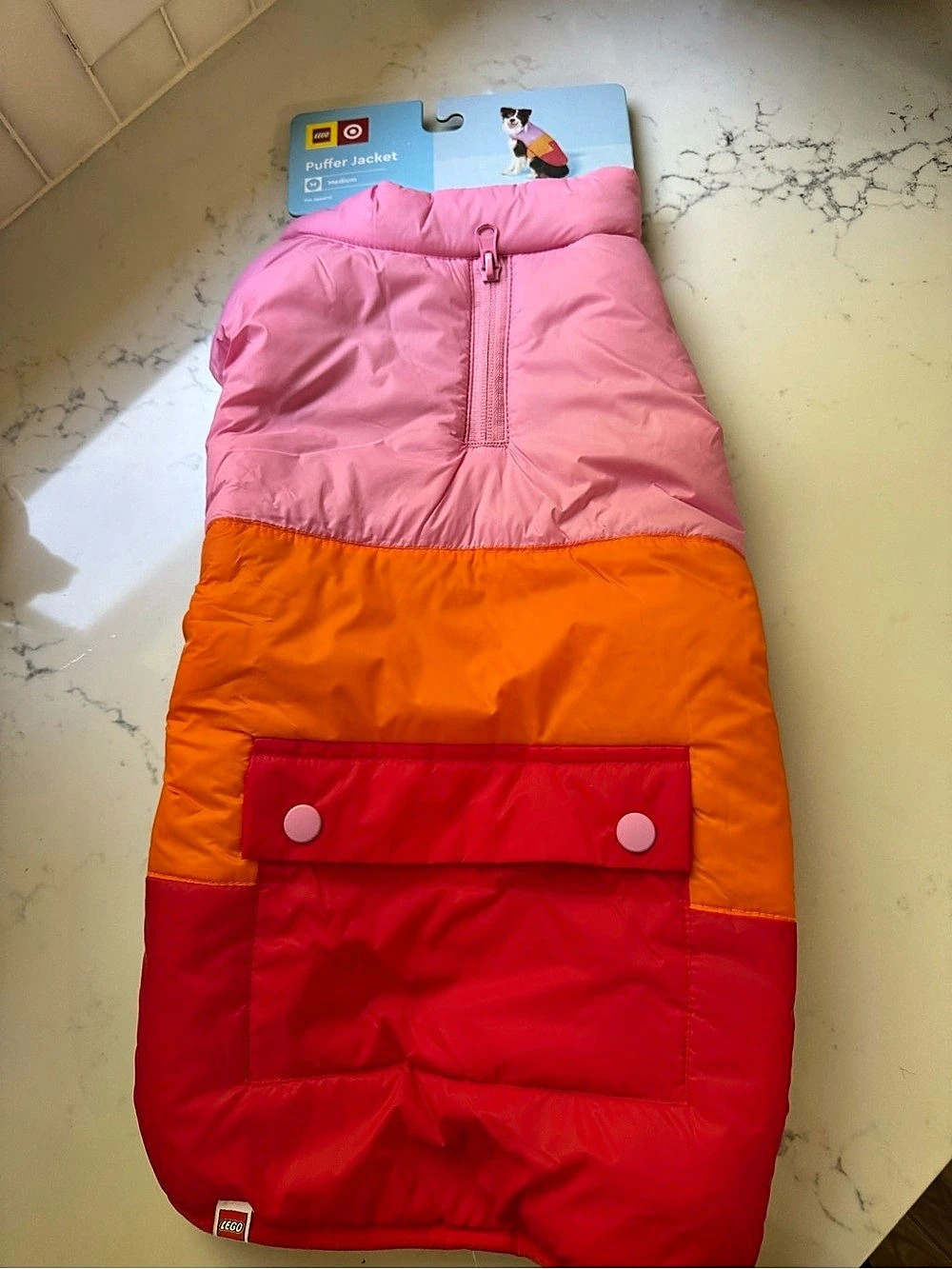 LEGO Puffer Jacket Color Block Dog Jacket NWT